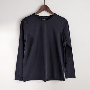 Lands End Luxury Supima Cotton Long Sleeve Black Crewneck T-Shirt
